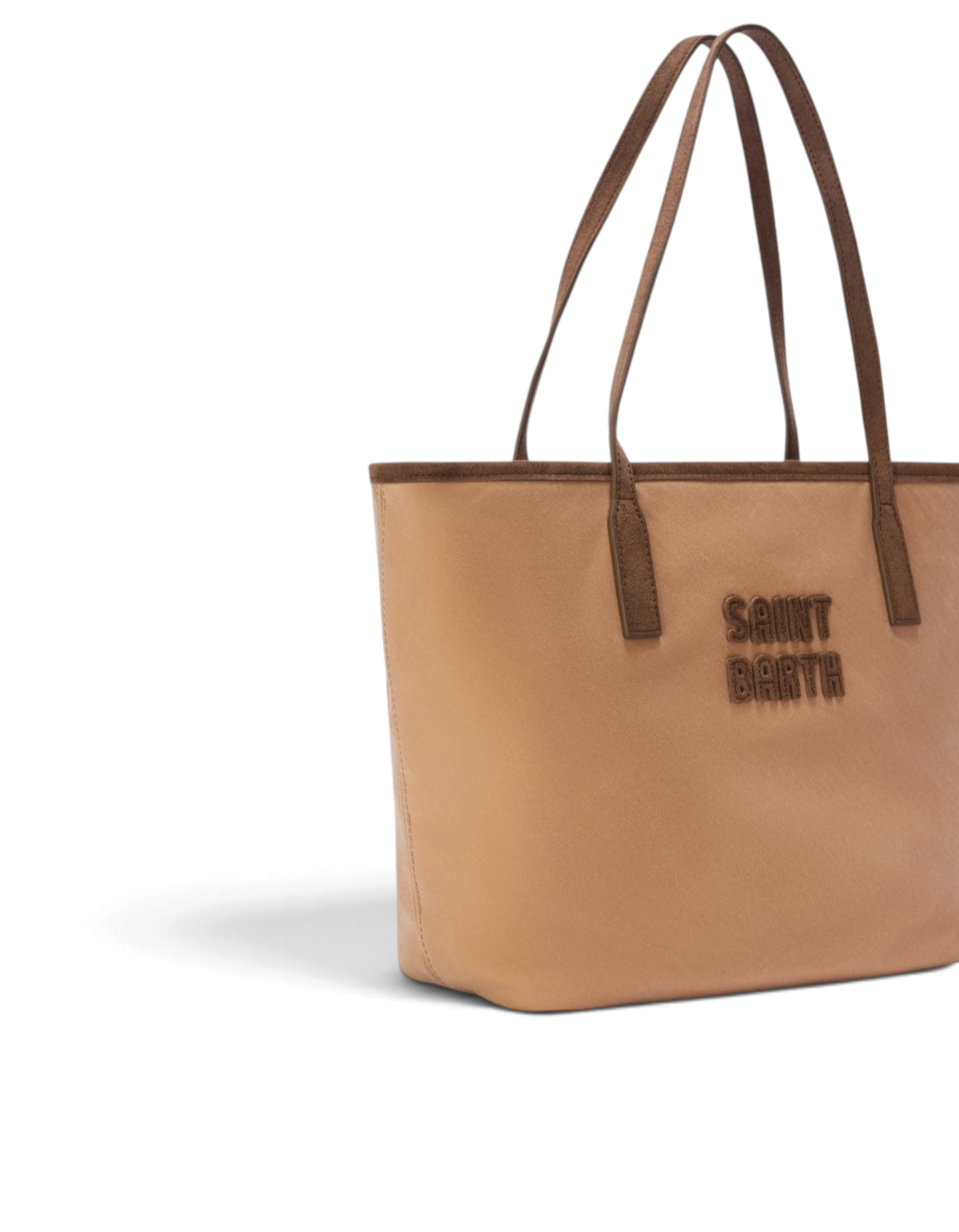 Borsa a spalla DevidLabel MC2 Saint Barth City Bag Mid Wax color cuoio con logo in rilievo e manici marroni