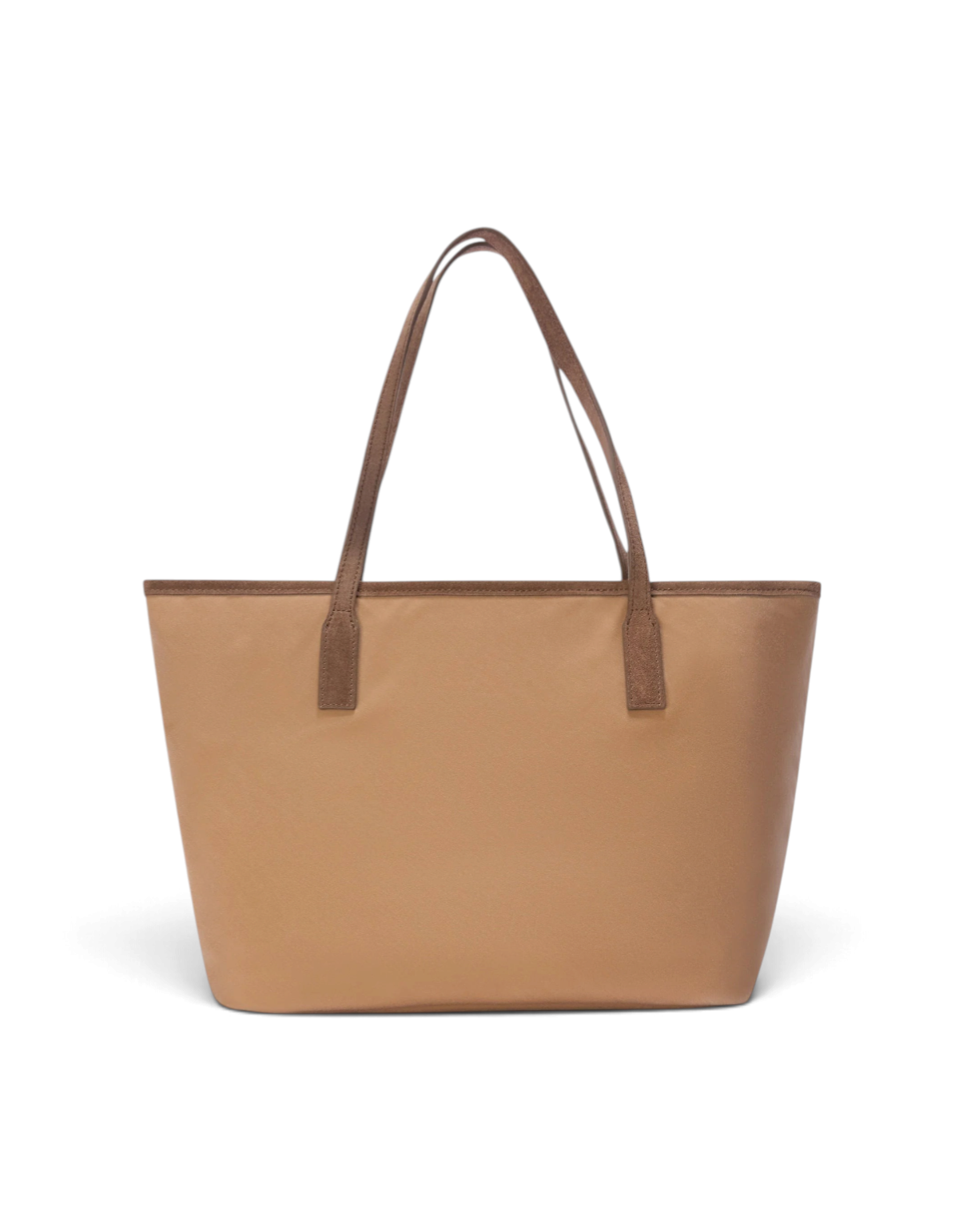 Borsa a spalla DevidLabel City Bag Mid Wax color sabbia con finitura cerata e manici marroni