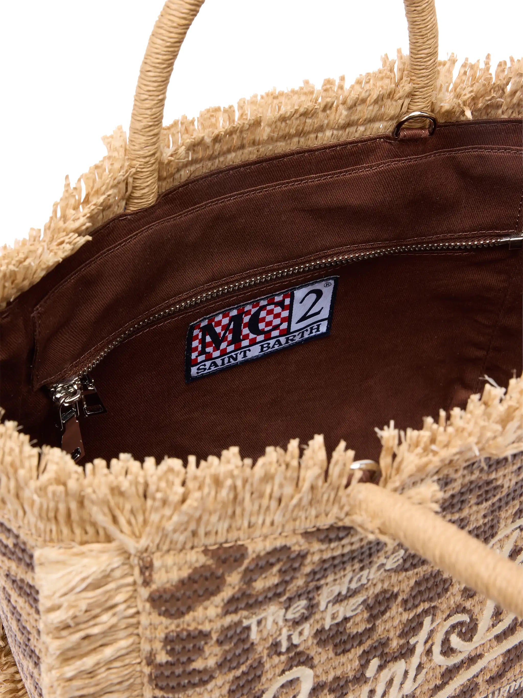 Borsa Colette Straw Leopard 18 Emb