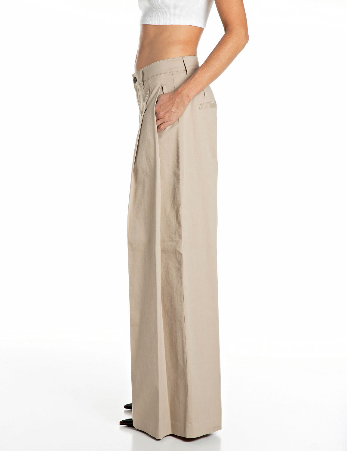 Pantaloni Wide Leg in Twill Desert - vista S