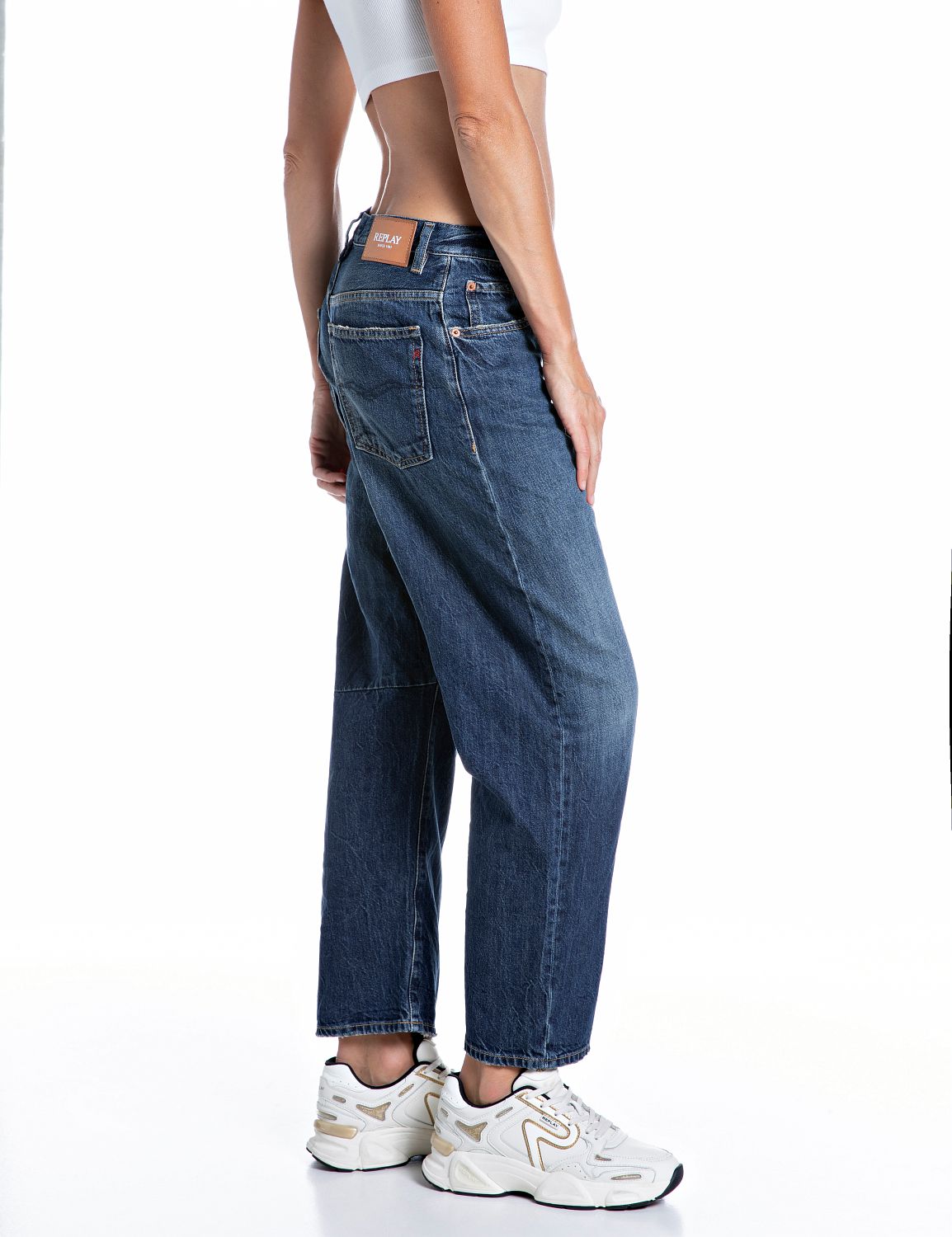 Janie Barrel-Fit Jeans Dark Blue - vista S