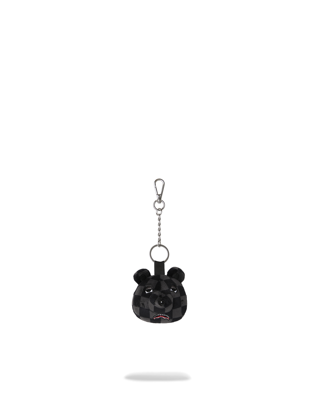 Grey Checker Bear Head Keychain