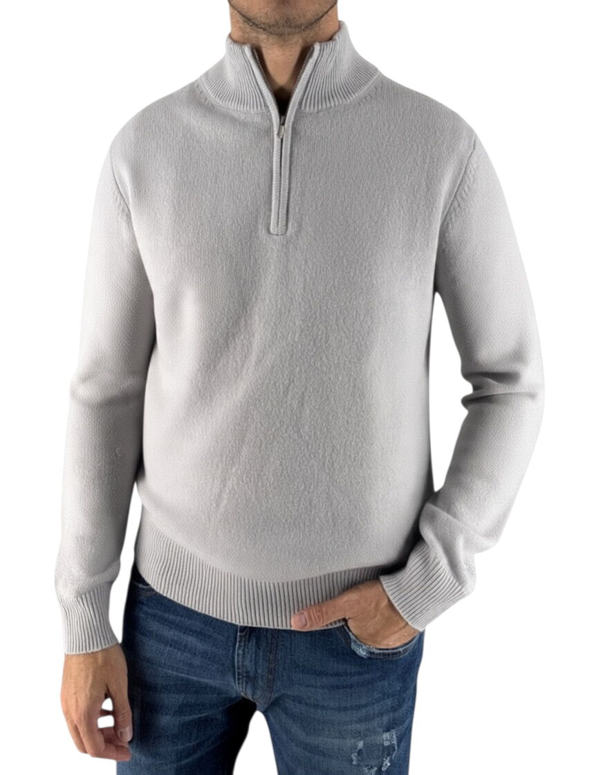 MC2 Saint Barth maglione uomo Jermyn Lambswool half-zip Stone Light - dettaglio
