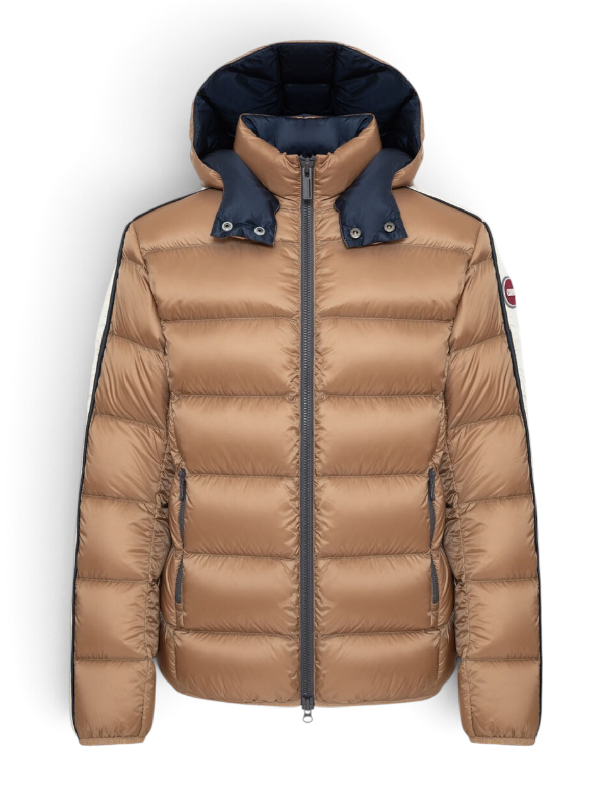 Colmar Originals Piumino Heritage con cappuccio beige Marrakech, indossato, vista frontale