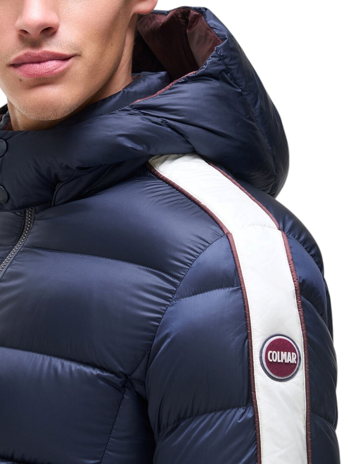Colmar Originals Piumino Heritage con cappuccio blu navy, vista laterale