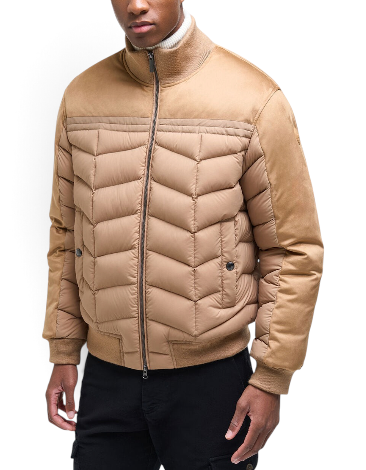 Colmar Originals Bomber in piuma con dettagli suede beige Marrakech, vista posteriore