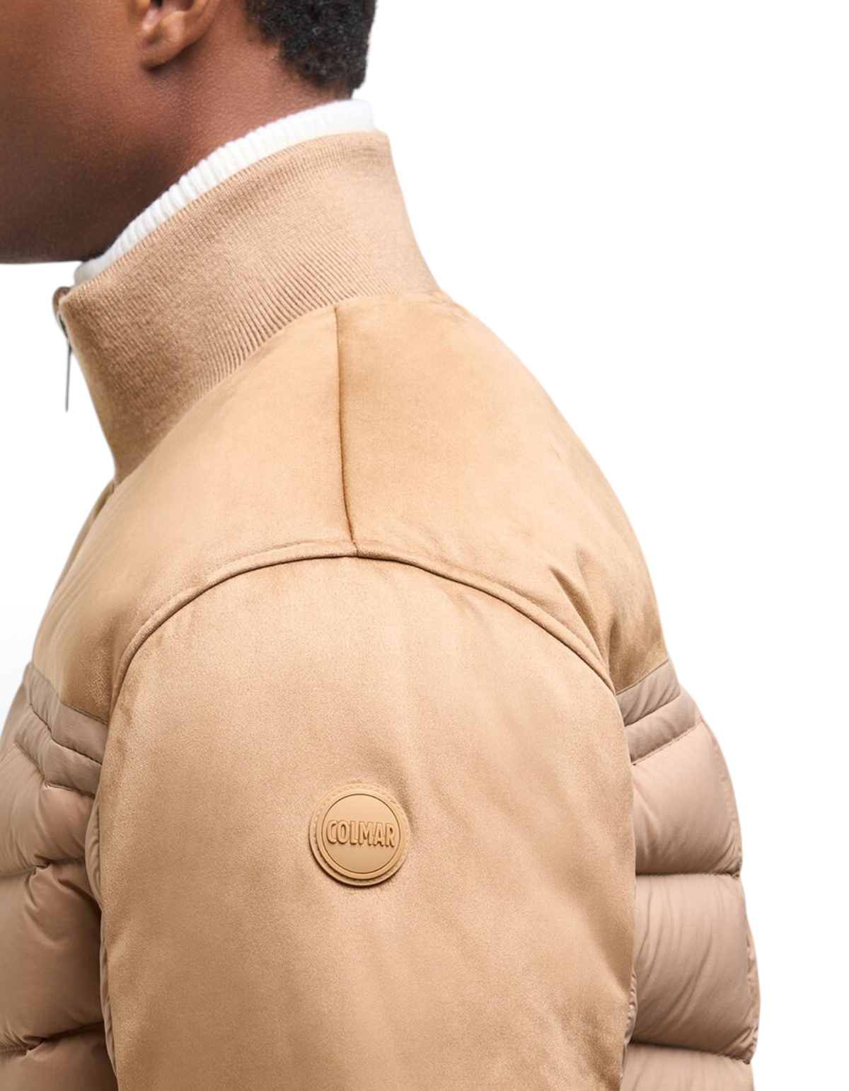 Colmar Originals Bomber in piuma con dettagli suede beige Marrakech, vista laterale