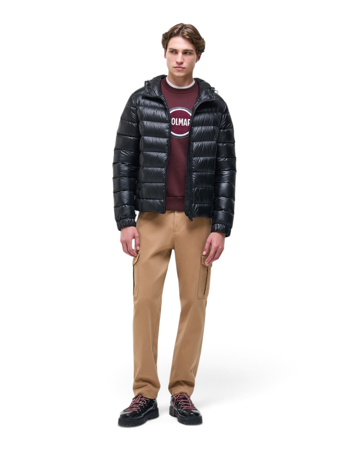 Colmar Originals Piumino lucido con cappuccio nero, vista frontale
