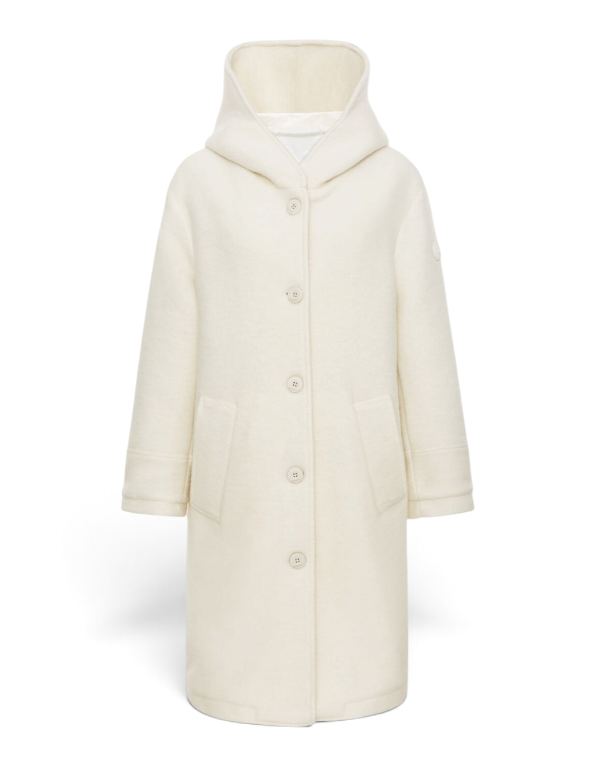 Colmar Originals Cappotto lungo in ovatta bianco tofu, indossato, vista frontale