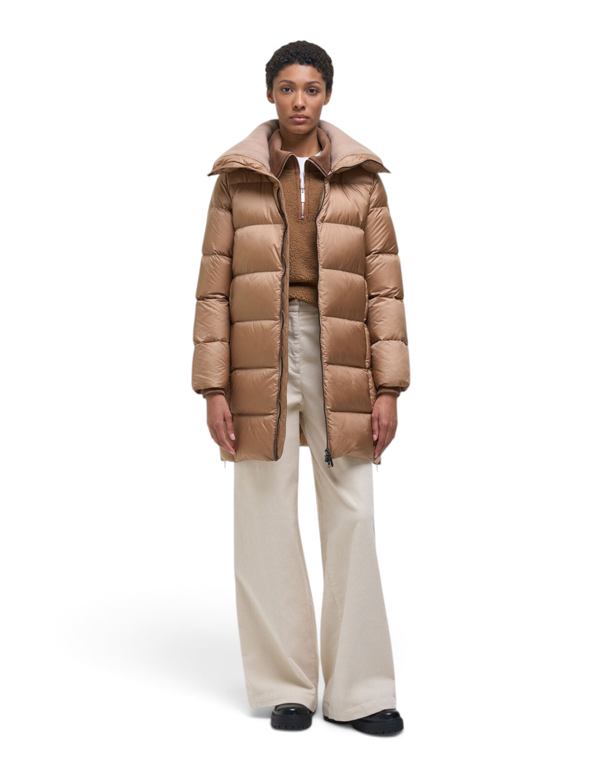 Colmar Originals Piumino lungo con collo ampio beige Marrakech, vista frontale