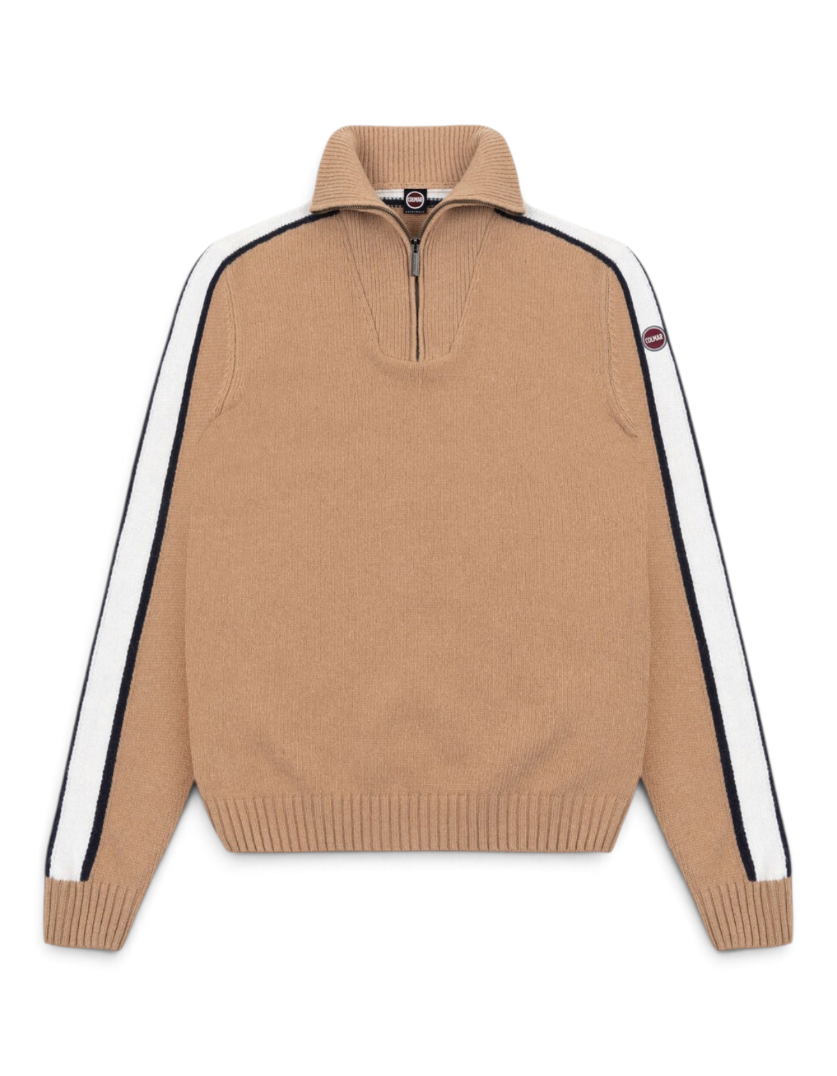 Colmar Originals Pullover mezza zip Heritage beige Marrakech, indossato, vista frontale
