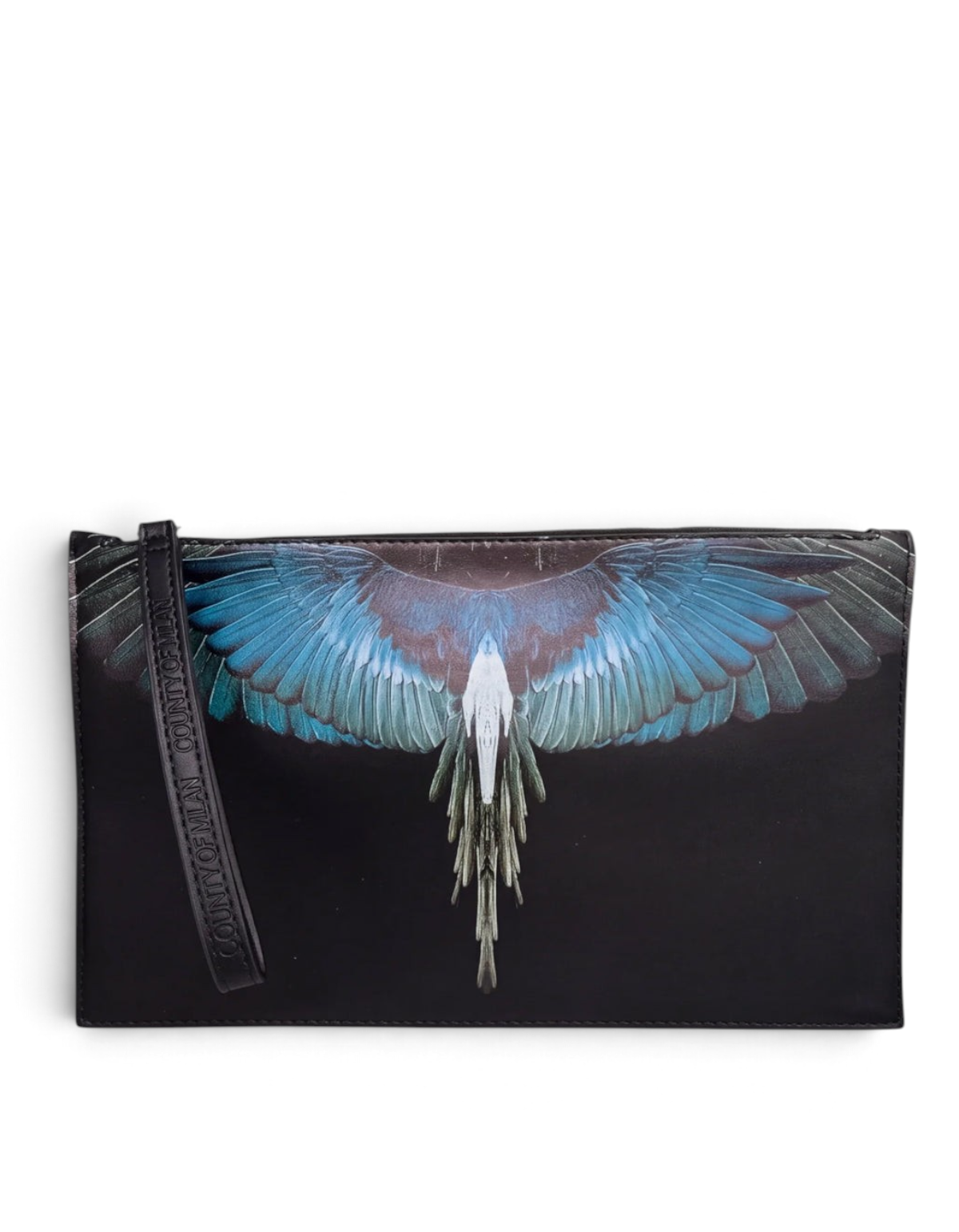 Marcelo Burlon - County Of Milan Pochette Smooth Nero/Turquoise Wings COMAF261006