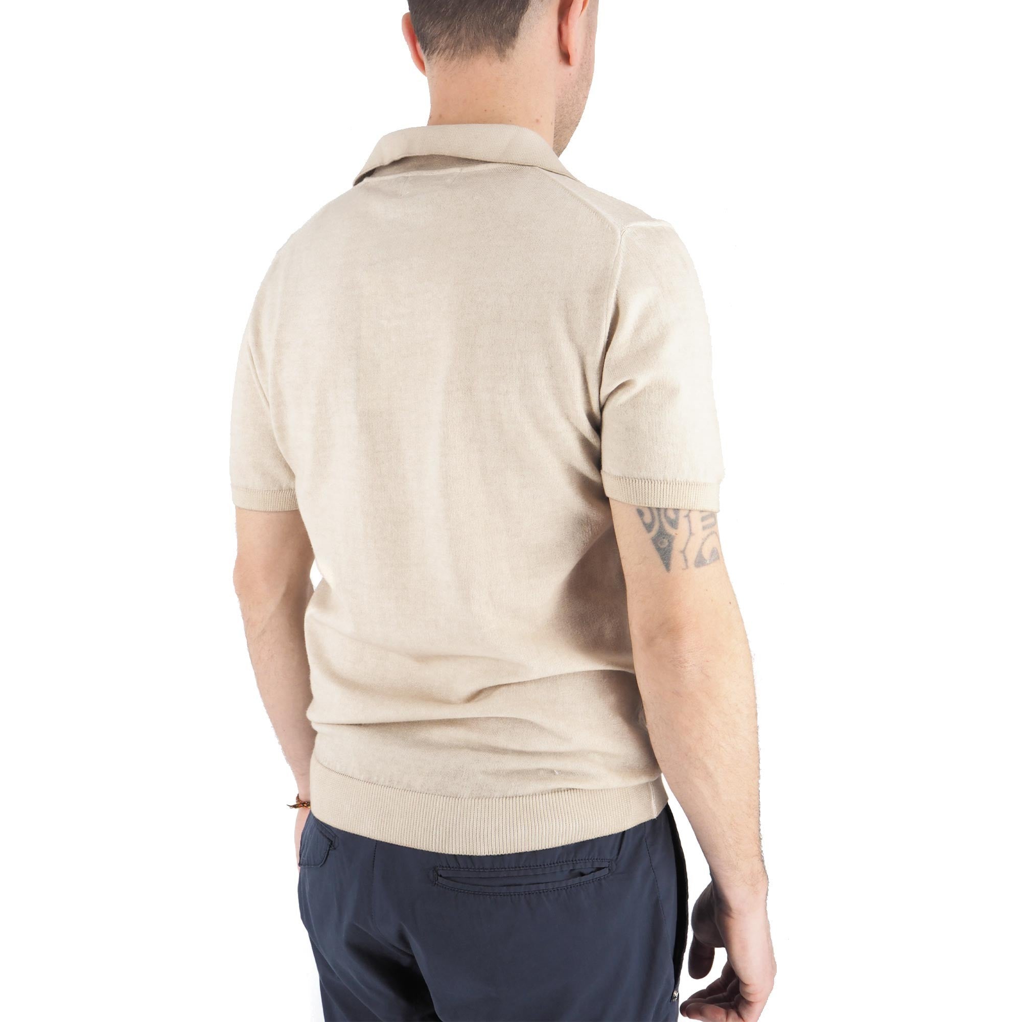 Devid Label Alassio - Polo in Maglia - Cotone Premium, Beige – dettaglio prodotto 5 – Master SKU DL_ALASSIO MT25110 BEIGE