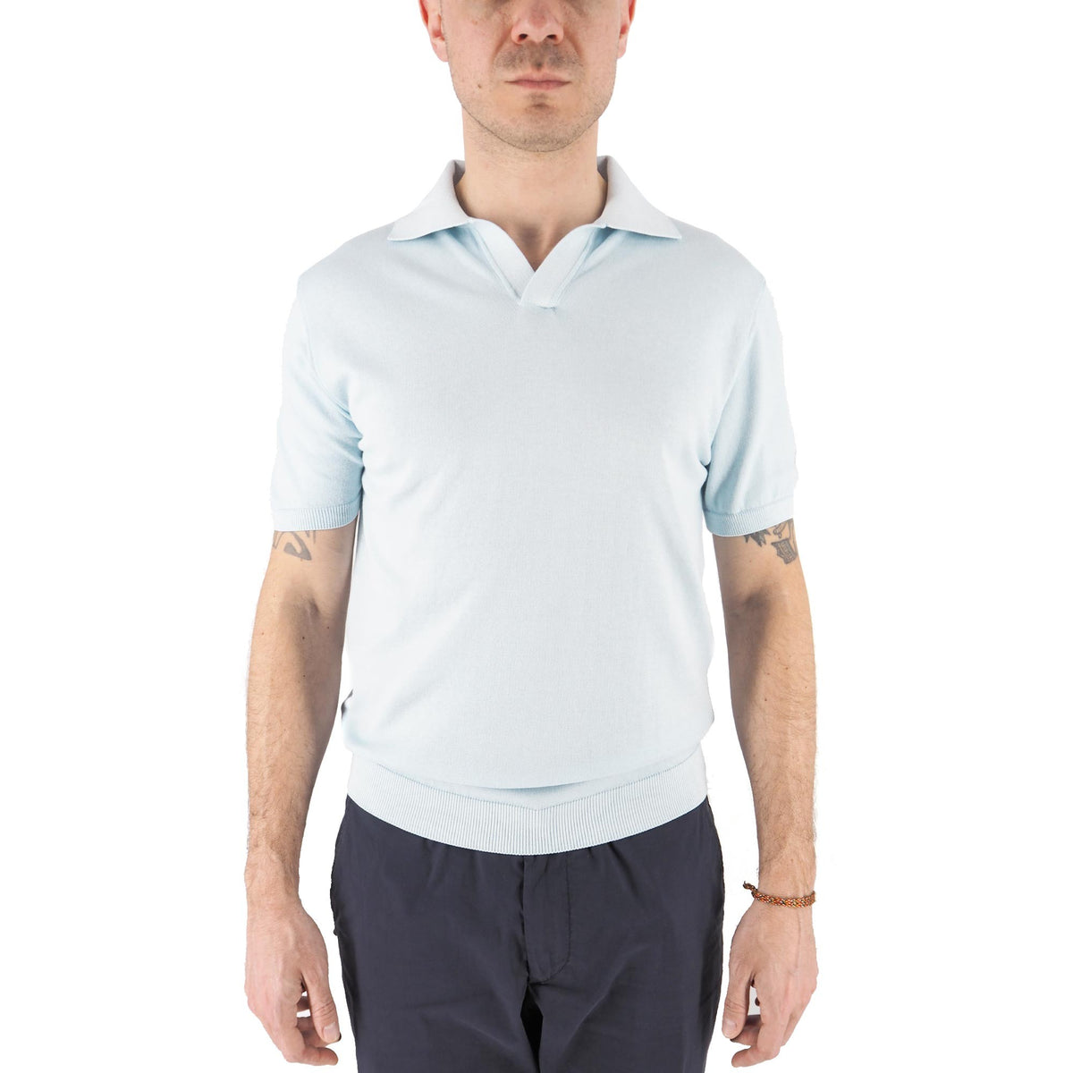 Devid Label Alassio - Polo in Maglia - Cotone Premium – dettaglio prodotto 5 – Master SKU DL_ALASSIO MT25110 ACMARINA
