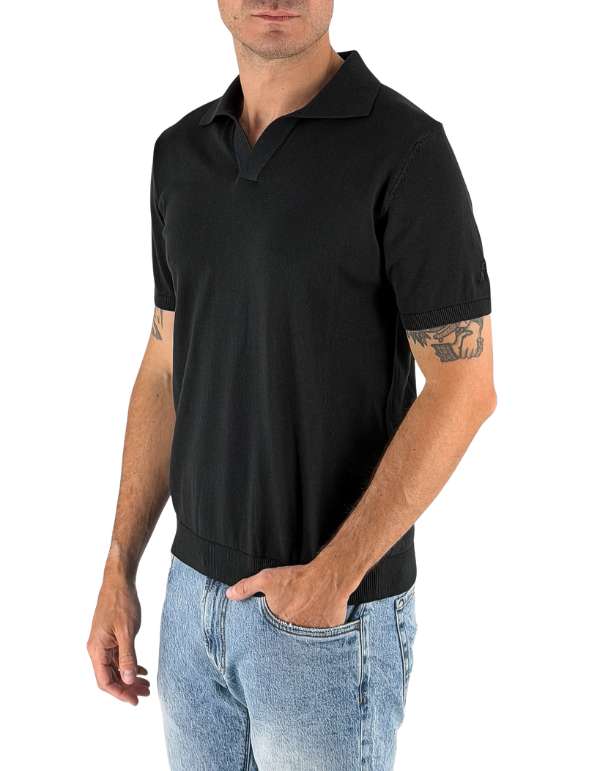 Devid Label Alassio - Polo in Maglia - Cotone Premium, Nero – vista principale – Master SKU DL_ALASSIO MT25110 NERO