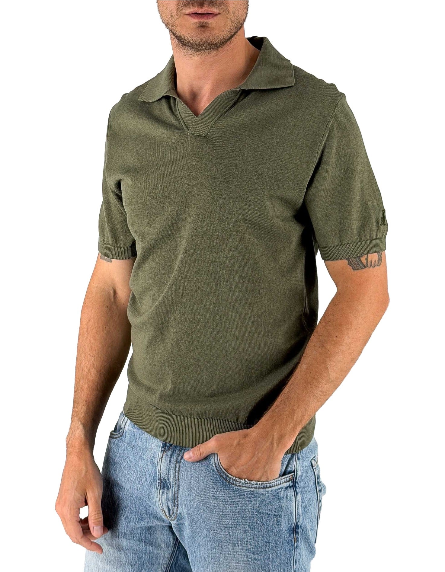 Devid Label Alassio - Polo in Maglia - Cotone Premium, Verde Militare – vista principale – Master SKU DL_ALASSIO MT25110 MILITARE