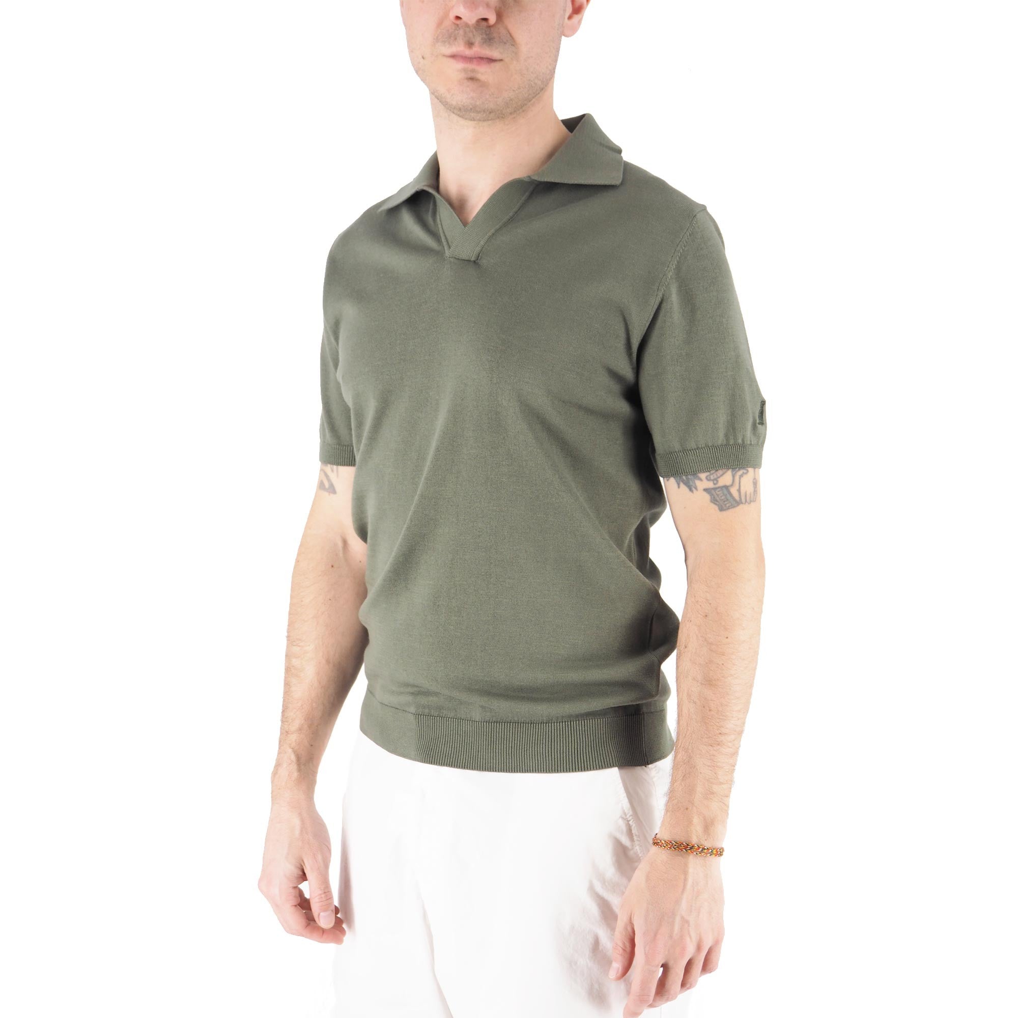 Devid Label Alassio - Polo in Maglia - Cotone Premium, Verde Militare – dettaglio prodotto 4 – Master SKU DL_ALASSIO MT25110 MILITARE