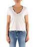 Devid Label Austin - T-shirt Scollo V - Cow Print, Bianco – vista principale – Master SKU DL_V COLLAR COW BIANCO