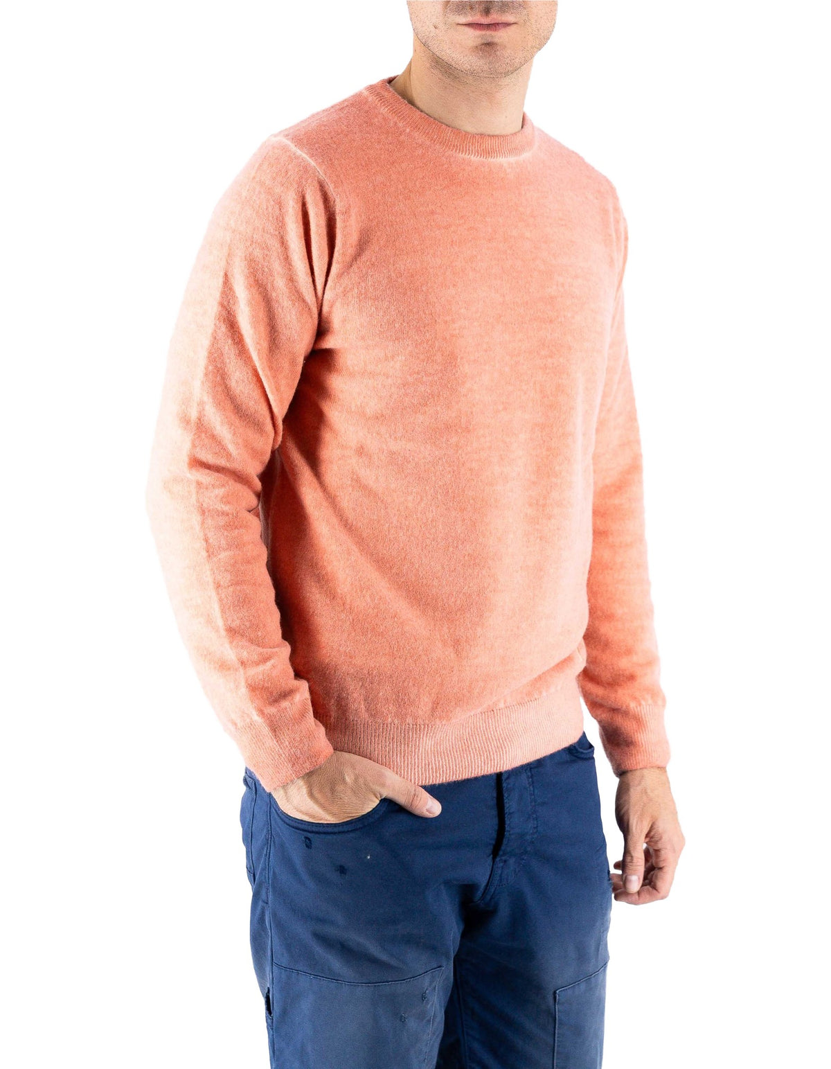 Devid Label Bergen - Maglia Girocollo - Lana Cashmere – dettaglio prodotto 4 – Master SKU DL_DL006_22837_CANTALUPO_SCURO