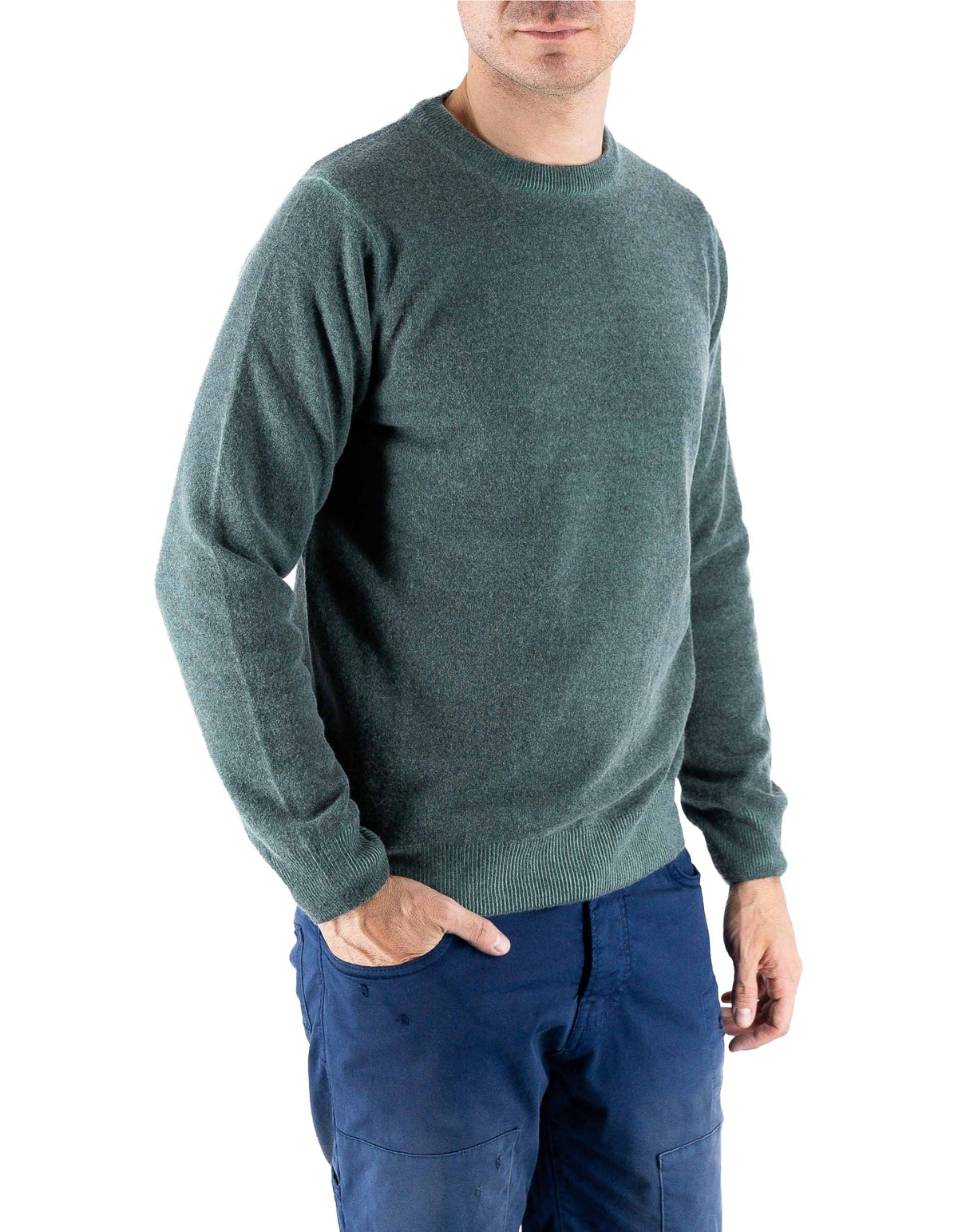 Devid Label Bergen - Maglia Girocollo - Lana Cashmere, Verde – dettaglio prodotto 3 – Master SKU DL_DL006_22824_VERDE_SCURO