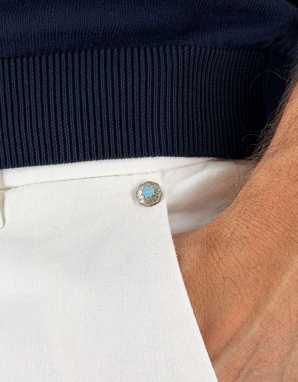 Devid Label Brighton - Pantalone Chino - Capri, Bianco – dettaglio prodotto 2 – Master SKU DL_CHINO ESS1030 BIANCO