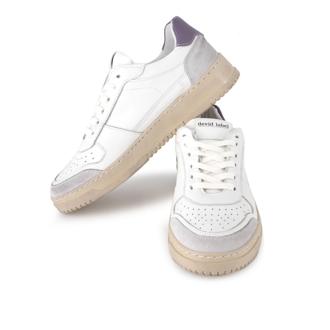 Devid Label Como - Sneaker in Nappa e Camoscio - Premium, Bianco – dettaglio prodotto 2 – Master SKU DL_DLS RIPOR LILLA