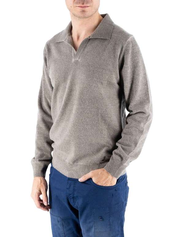 Devid Label Copenaghen - Polo in Maglia - Lana Cashmere, Tortora – vista principale – Master SKU DL_DL015_TORTORA_CAMPIONE