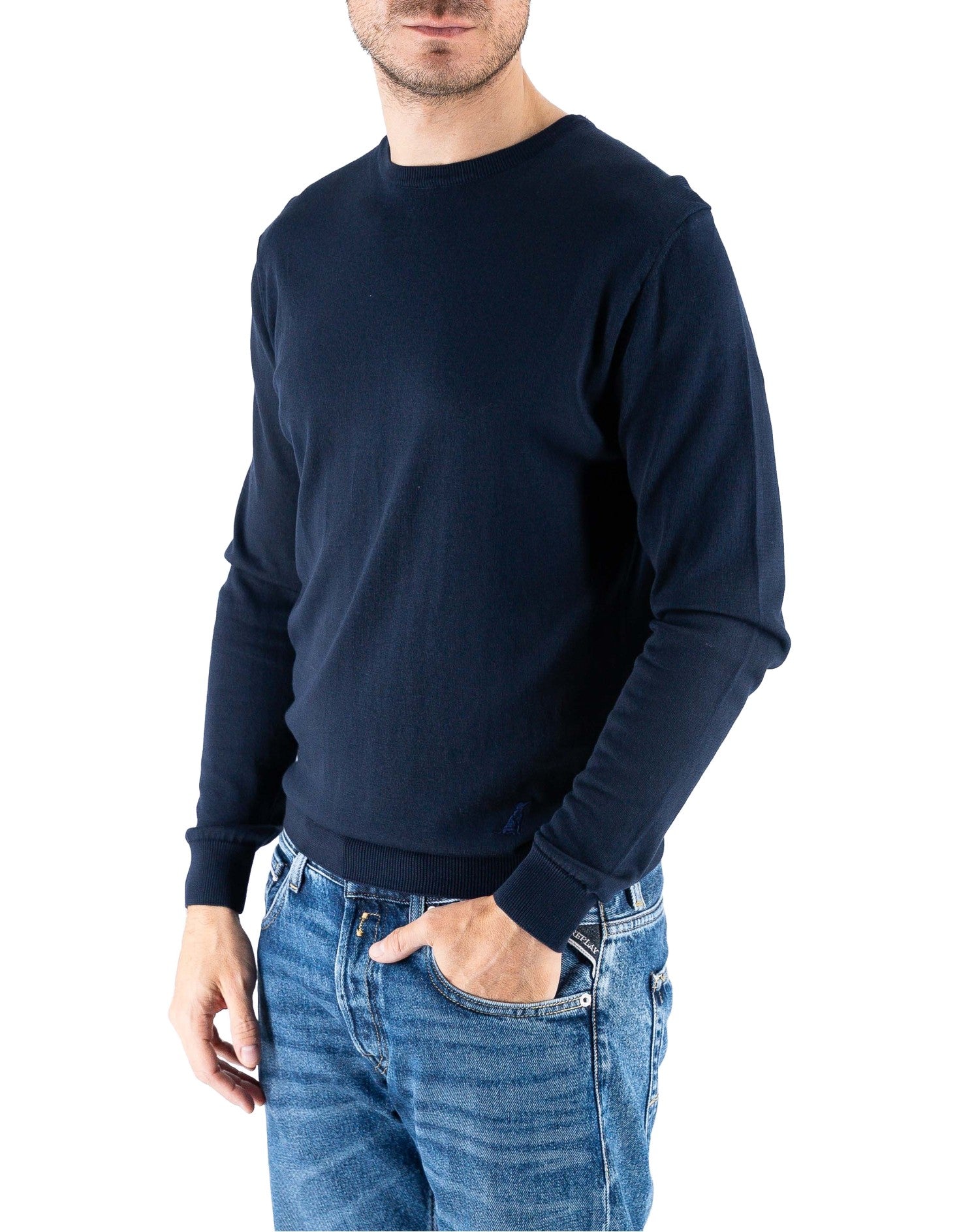 Devid Label Corniglia - Maglia Girocollo Manica Lunga - Cotone Premium, Blu Navy – dettaglio prodotto 4 – Master SKU DL_CORNIGLIA MT25122 BLUNAVY