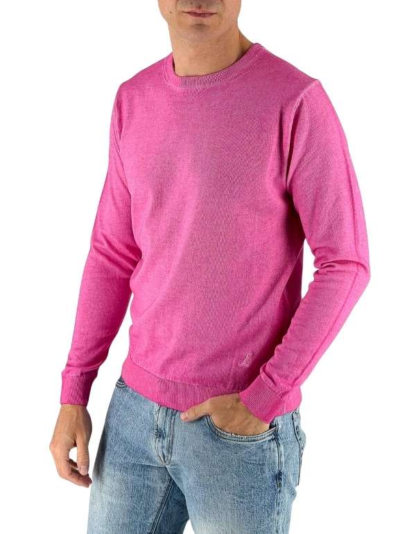 Devid Label Corniglia - Maglia Girocollo Manica Lunga - Cotone Premium – vista principale – Master SKU DL_CORNIGLIA MT25122 BEGONIA