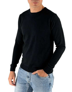 Devid Label Corniglia - Maglia Girocollo Manica Lunga - Cotone Premium, Nero – vista principale – Master SKU DL_CORNIGLIA MT25122 NERO
