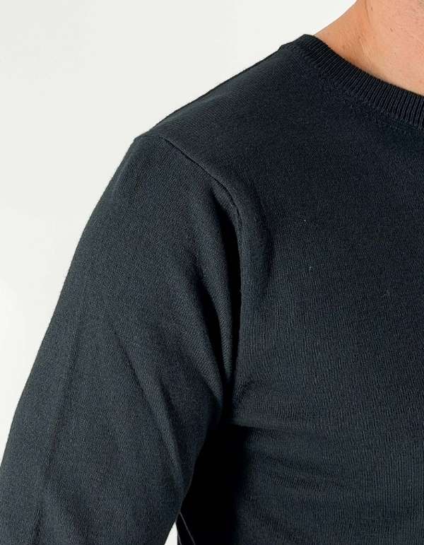 Devid Label Corniglia - Maglia Girocollo Manica Lunga - Cotone Premium, Nero – dettaglio prodotto 2 – Master SKU DL_CORNIGLIA MT25122 NERO