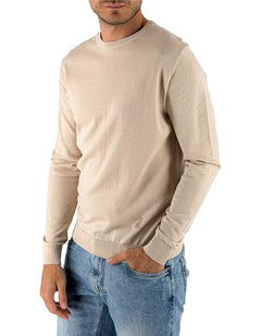 Devid Label Corniglia - Maglia Girocollo Manica Lunga - Cotone Premium, Sabbia – vista principale – Master SKU DL_CORNIGLIA MT25122 SABBIA