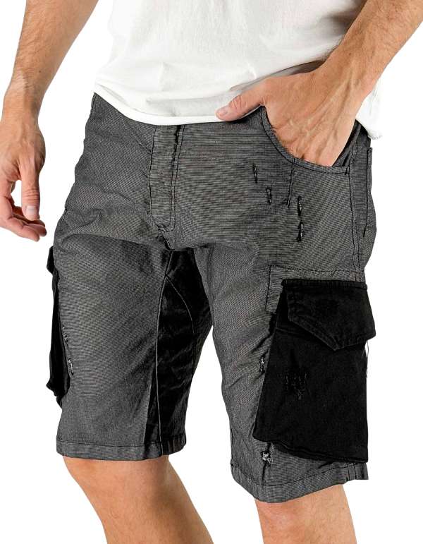 Devid Label Culebra - Bermuda Cargo - Essential, Nero – vista principale – Master SKU DL_CULEBRA ESS 2528 NERO
