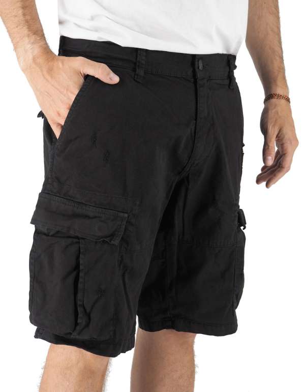 Devid Label DSQ - Bermuda Cargo - Cotone, Nero – vista principale – Master SKU DL_DSQ 13092 NERO