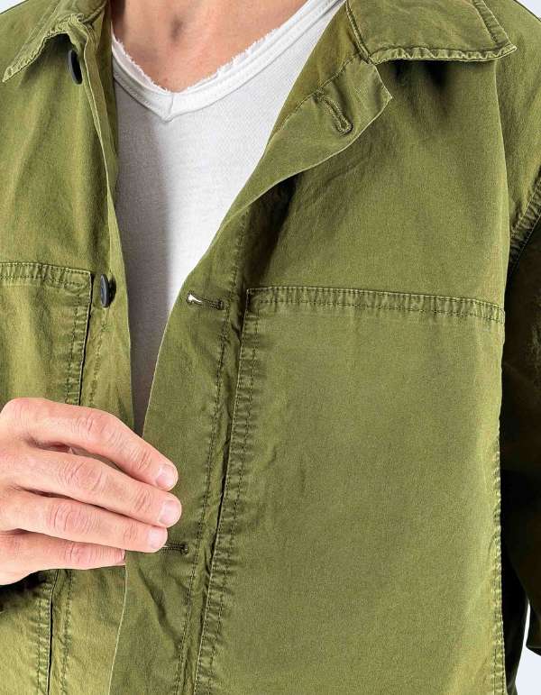 Devid Label Dundee - Overshirt in Gabardina - Essential, Verde – dettaglio prodotto 2 – Master SKU DL_OVERSHIRT ESSC06 VERDE