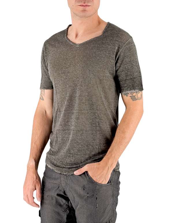 Devid Label Granada - T-shirt in Puro Lino - Premium, Antracite – vista principale – Master SKU DL_GRANADA ANTRACITE