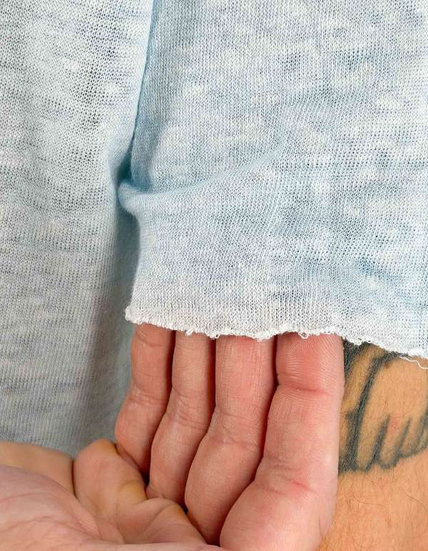 Devid Label Granada - T-shirt in Puro Lino - Premium, Azzurro – dettaglio prodotto 3 – Master SKU DL_GRANADA AZZURRO
