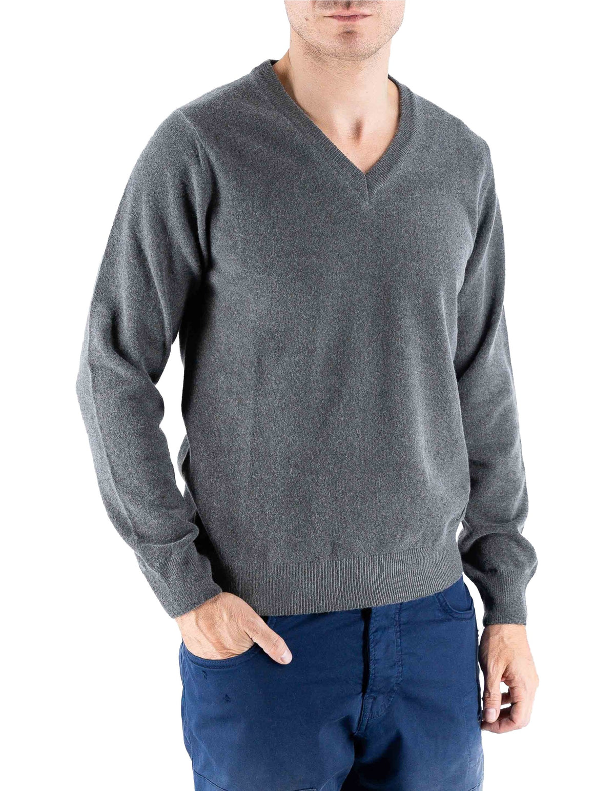Devid Label Helsinki - Maglia Scollo V - Lana Cashmere, Grigio – dettaglio prodotto 3 – Master SKU DL_DL011_GRIGIO_CAMPIONE