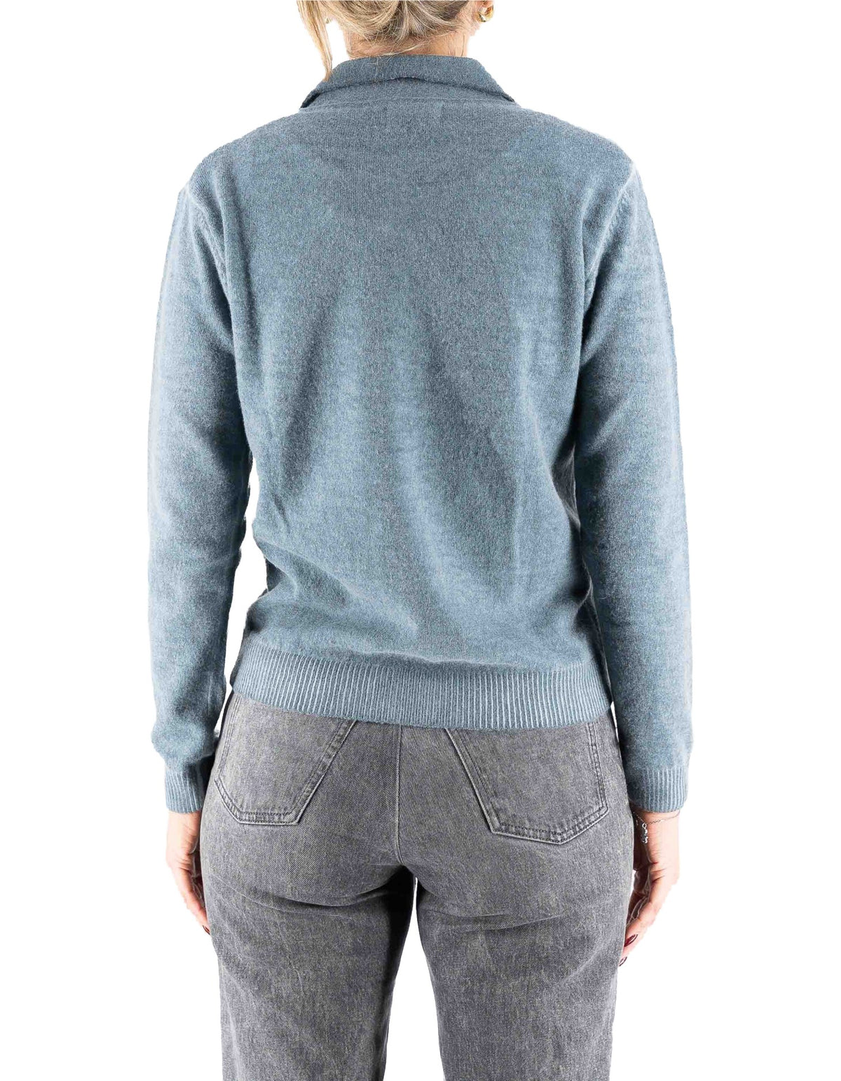 Devid Label Inari - Polo in Maglia - Lana Cashmere, Blu – dettaglio prodotto 5 – Master SKU DL_DL021_22817_GRIGIO_BLU