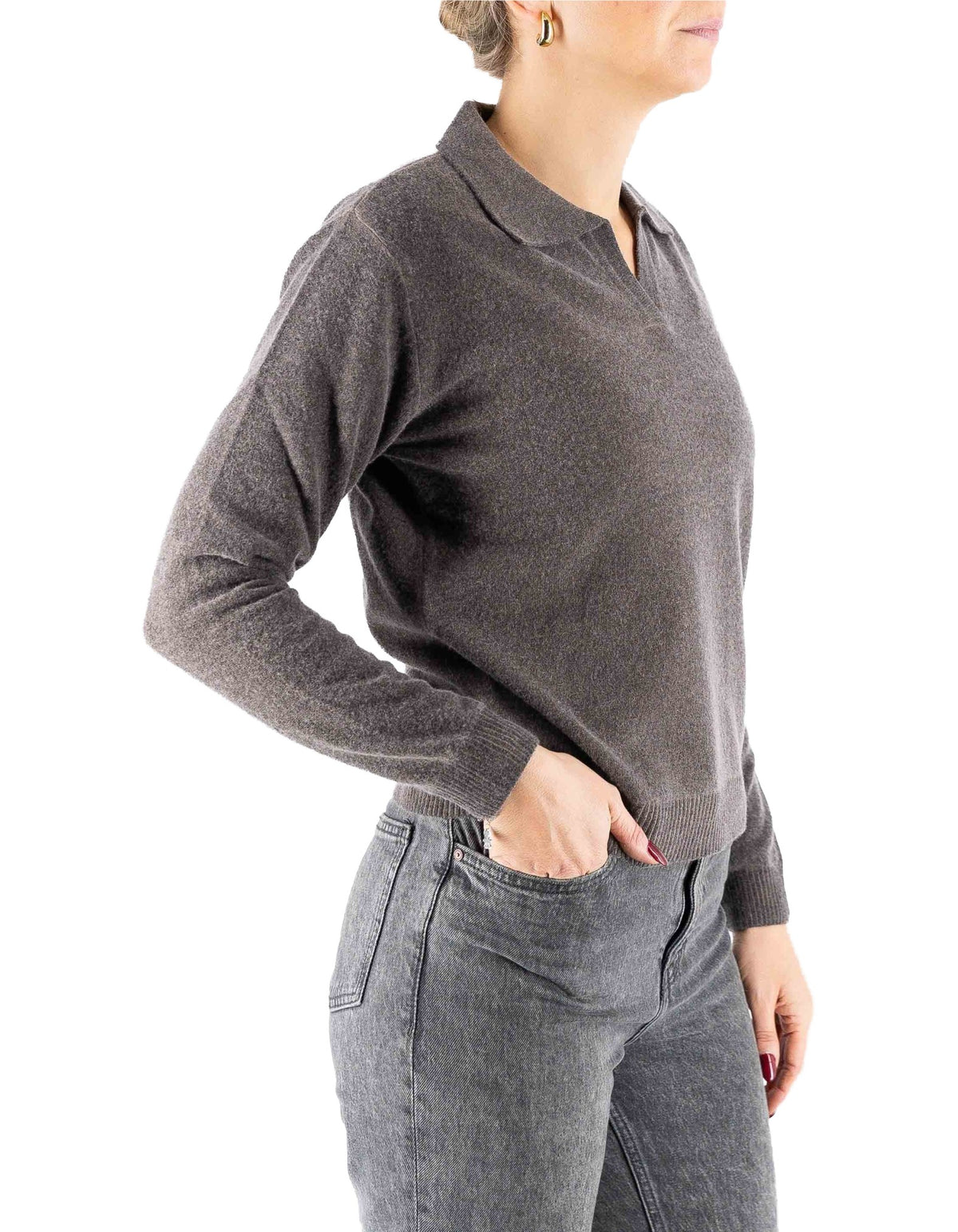 Devid Label Inari - Polo in Maglia - Lana Cashmere, Moro – dettaglio prodotto 3 – Master SKU DL_DL021_22834_MORO