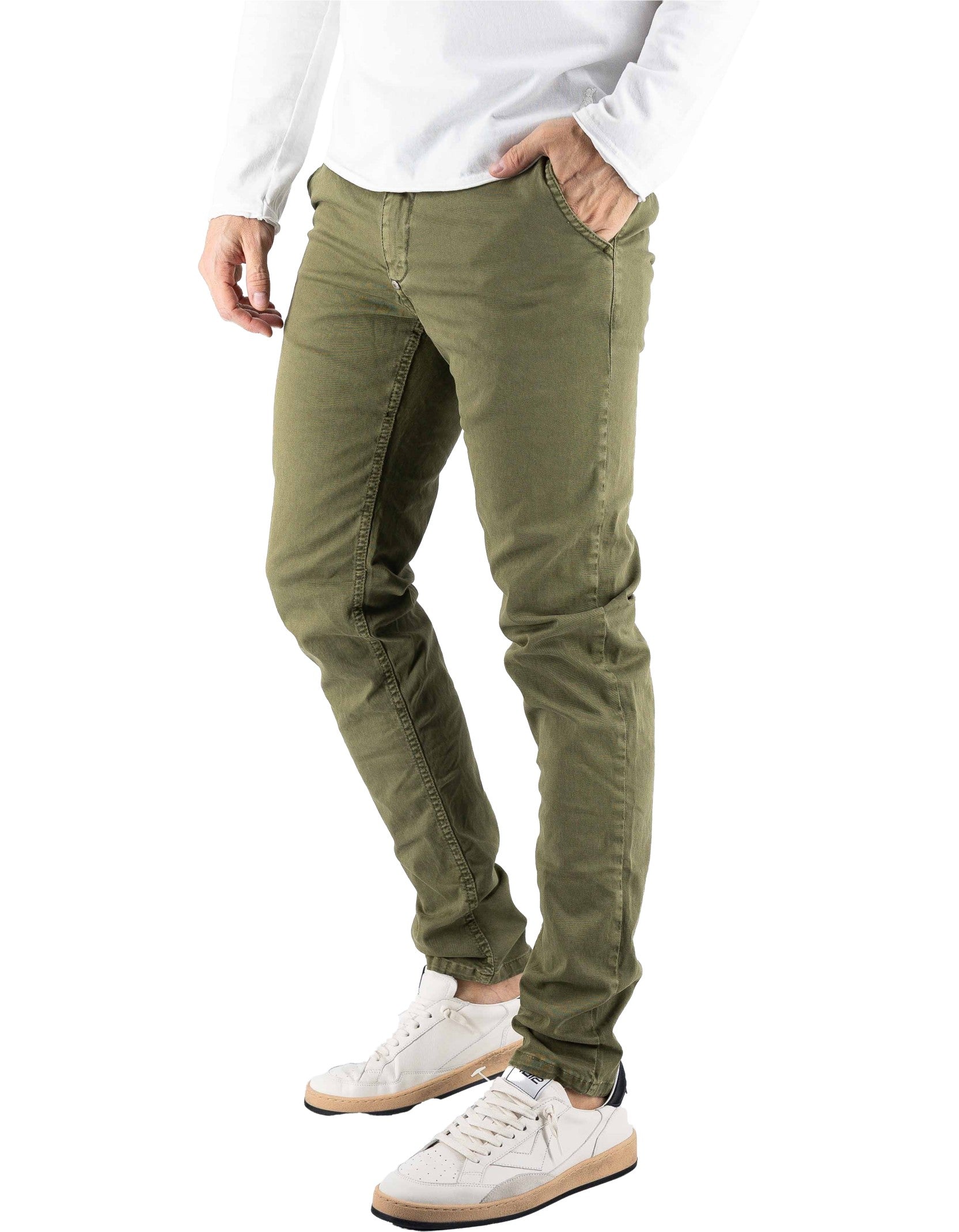 Devid Label Mirtos - Pantalone Chino - Skinny, Verde – vista principale – Master SKU DL_MIRTOS_14004-VERDEARMY