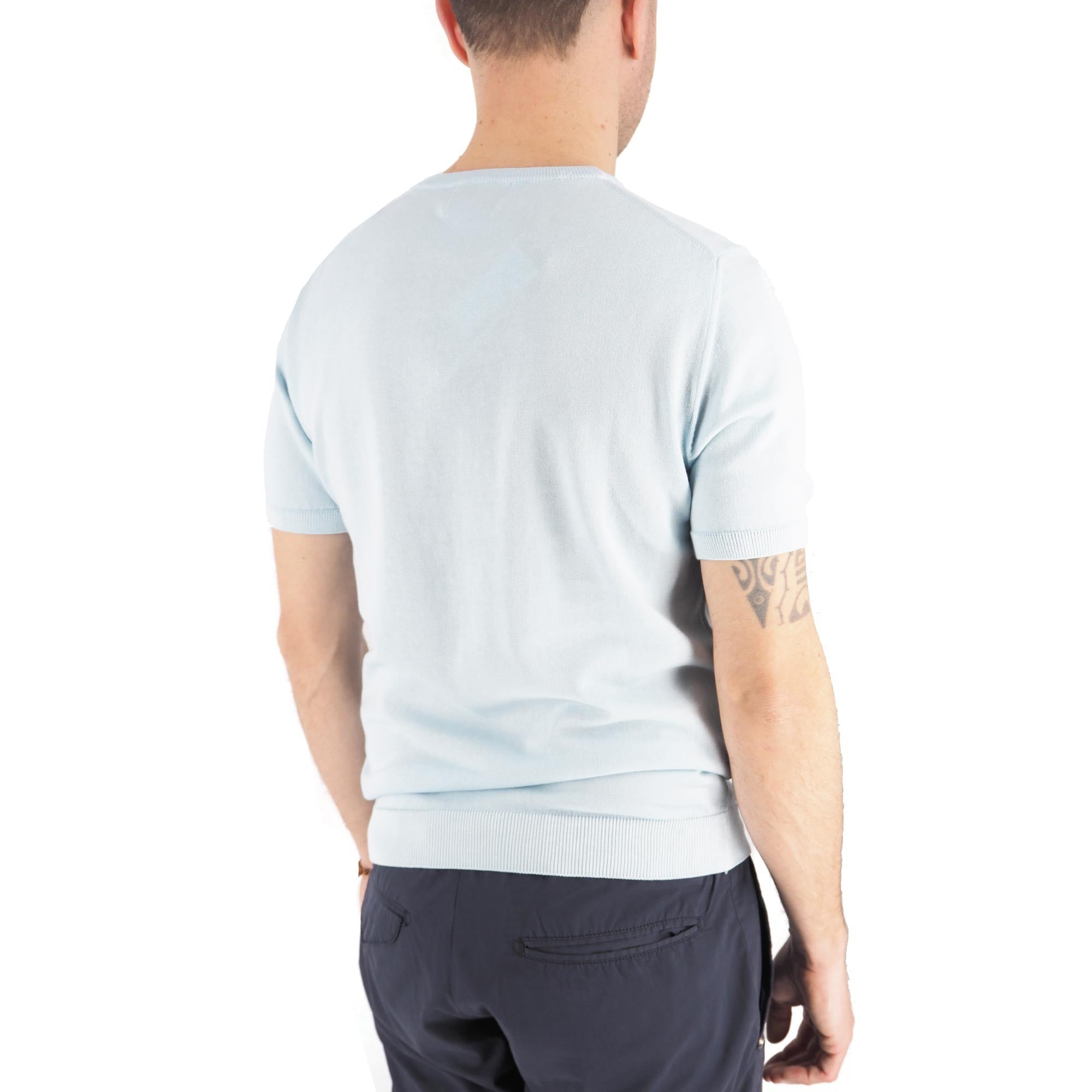 Devid Label Monterosso - Maglia Girocollo Manica Corta - Cotone Premium – dettaglio prodotto 3 – Master SKU DL_MONTEROSSO MT25100 ACMARINA