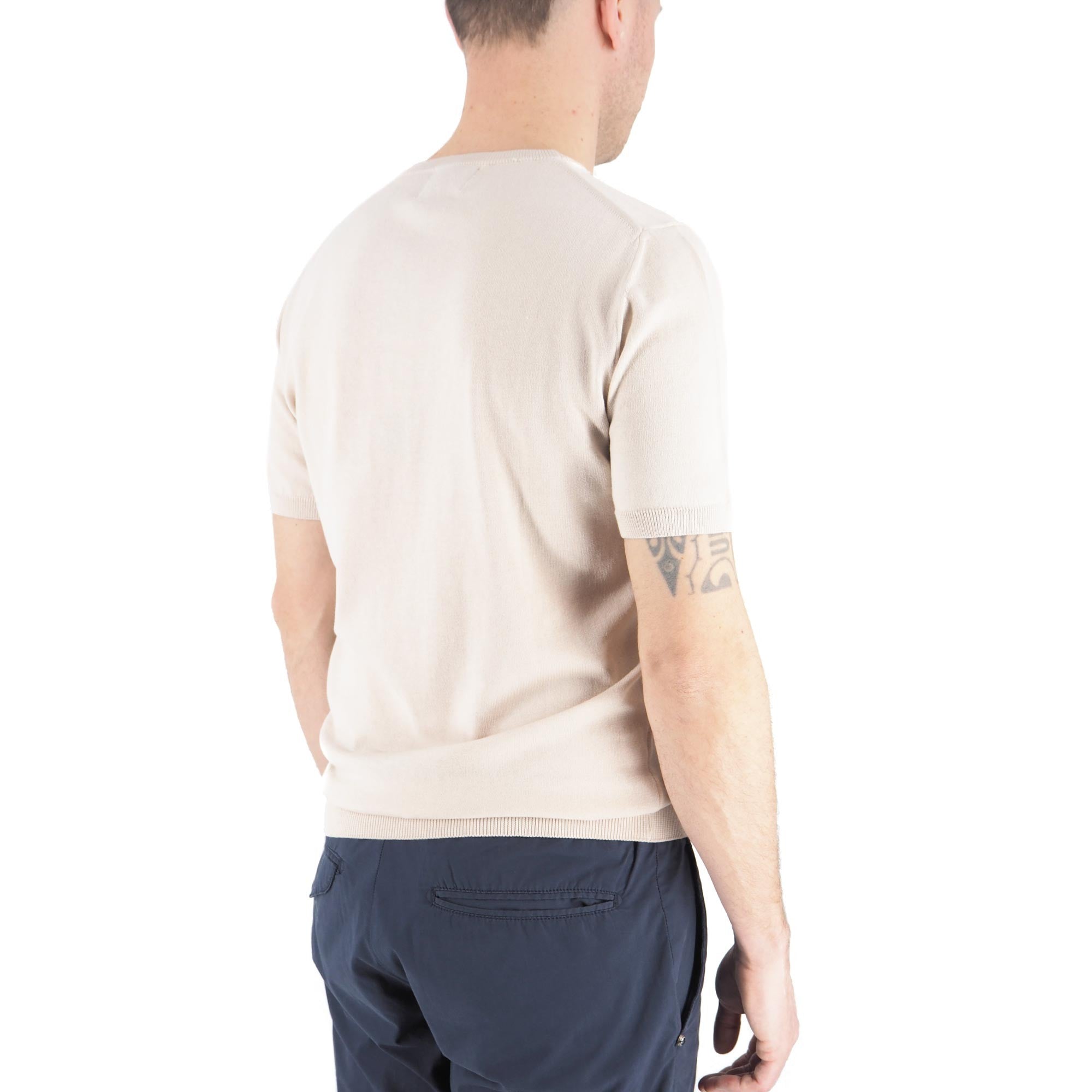 Devid Label Monterosso - Maglia Girocollo Manica Corta - Cotone Premium, Sabbia – dettaglio prodotto 3 – Master SKU DL_MONTEROSSO MT25100 SABBIA