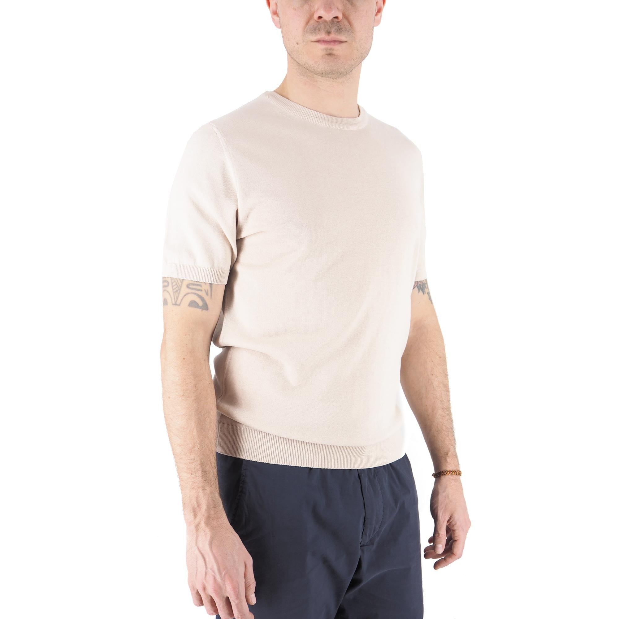 Devid Label Monterosso - Maglia Girocollo Manica Corta - Cotone Premium, Sabbia – dettaglio prodotto 4 – Master SKU DL_MONTEROSSO MT25100 SABBIA