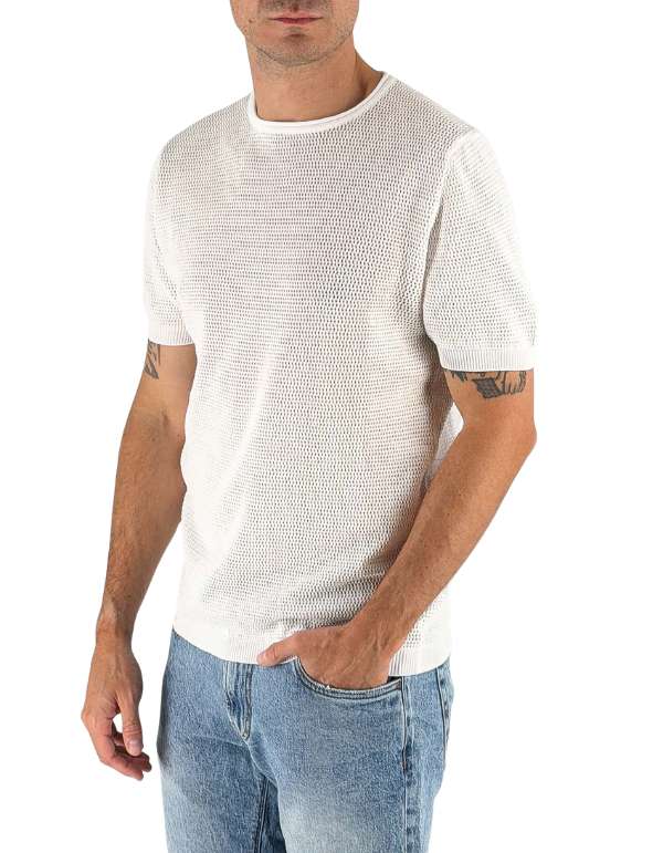 Devid Label Ostuni - Maglia Traforata - 100% Cotone, Bianco – vista principale – Master SKU DL_L005_MIKE_BIANCO