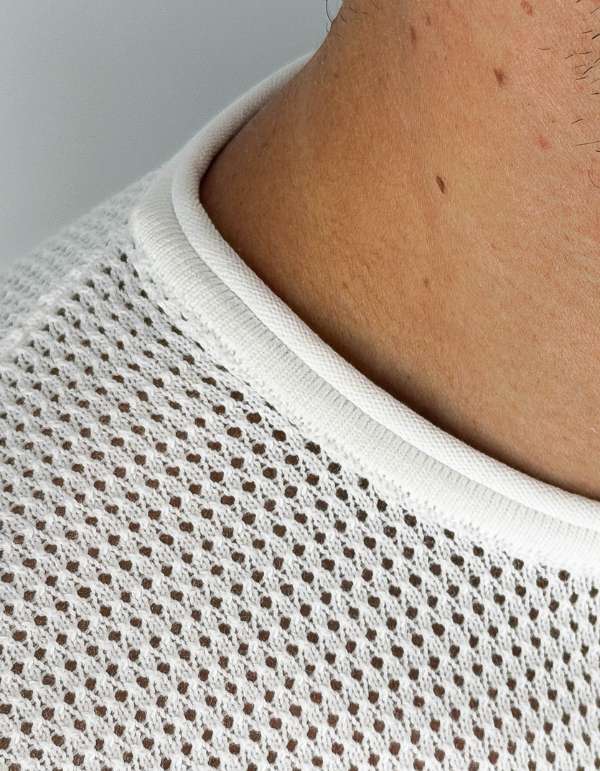 Devid Label Ostuni - Maglia Traforata - 100% Cotone, Bianco – dettaglio prodotto 2 – Master SKU DL_L005_MIKE_BIANCO
