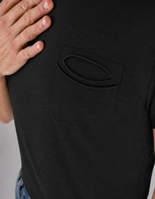 Devid Label Pocket - T-shirt con Taschino - Fiammata, Nero – dettaglio prodotto 2 – Master SKU DL_POCKET FIAMMA NERO