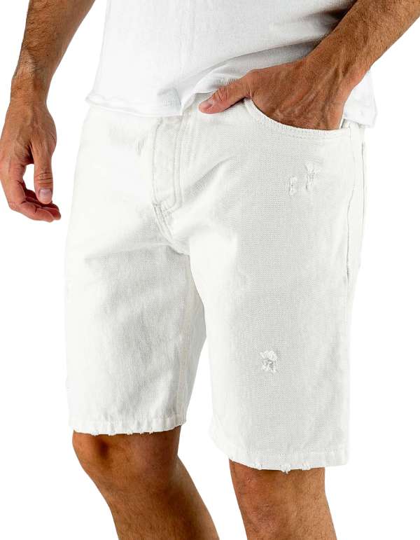 Devid Label Procida - Bermuda in Bull di Cotone - Cropped, Bianco – vista principale – Master SKU DL_BERMUDA_CROPPED_BULL_BIANCO