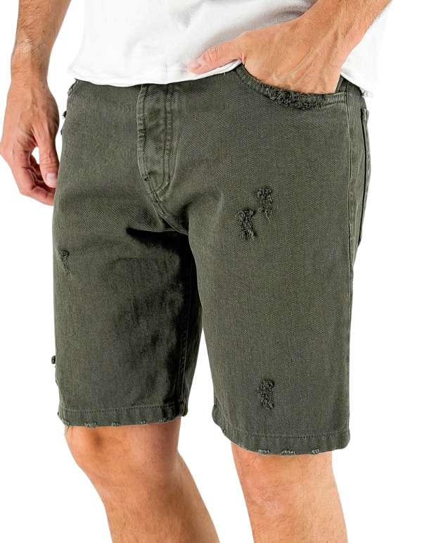 Devid Label Procida - Bermuda in Bull di Cotone - Cropped, Verde – vista principale – Master SKU DL_BERMUDA_CROPPED_BULL_VERDE