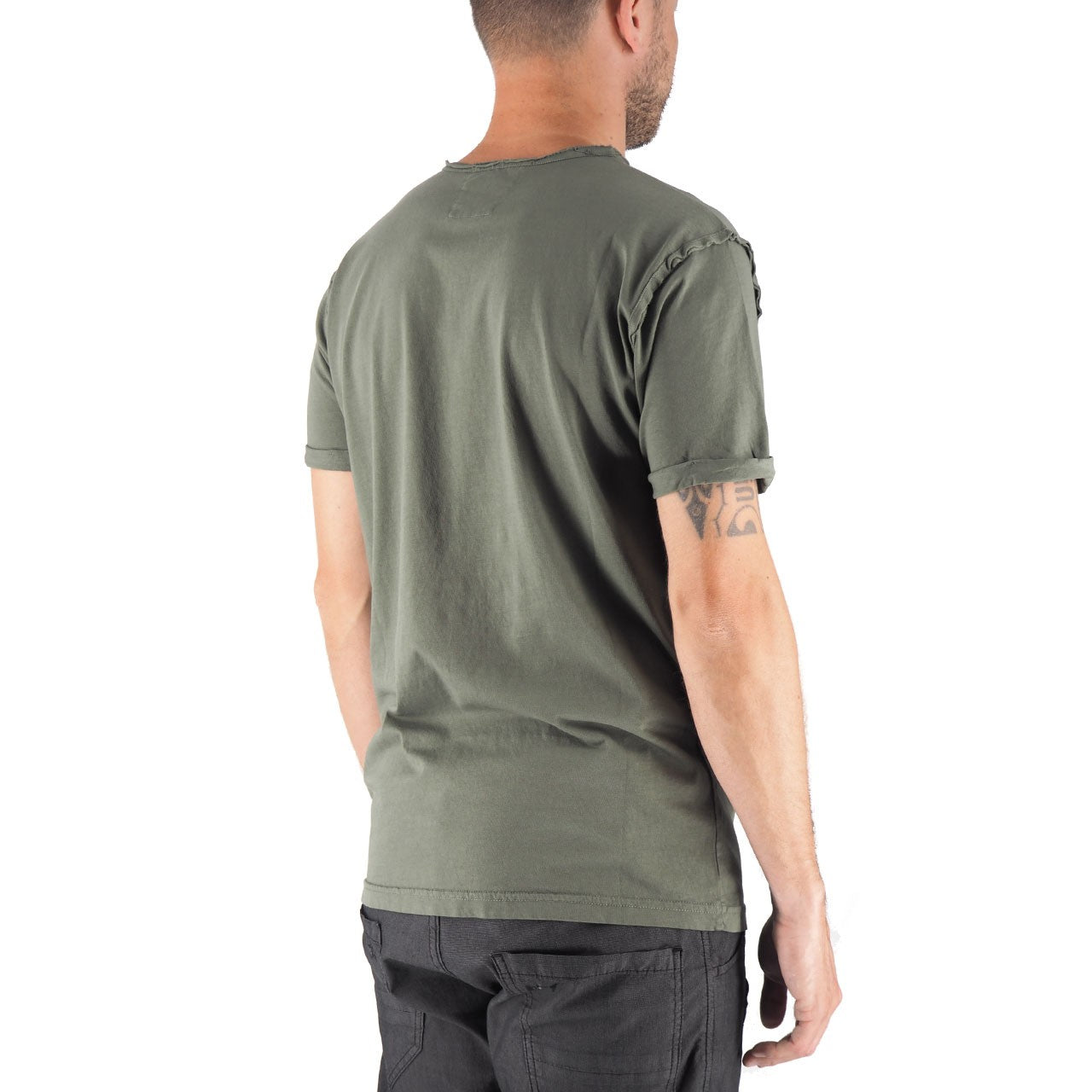 Devid Label Shiro - T-shirt Girocollo con Taschino - Essential, Verde Militare – dettaglio prodotto 3 – Master SKU DL_SHIRO VERDE MILITARE
